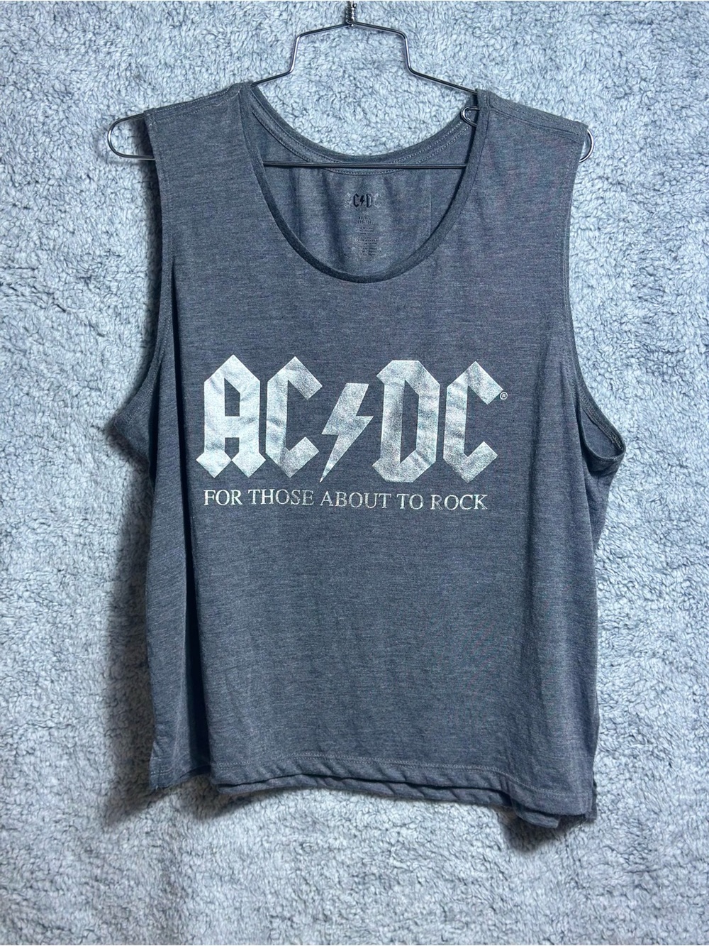 AC/DC Tank Top Size XL Gray For Those About To Rock Band Tee